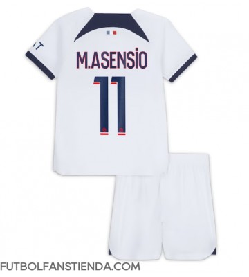 Paris Saint-Germain Marco Asensio #11 Segunda Equipación Niños 2023-24 Manga Corta (+ Pantalones cortos)